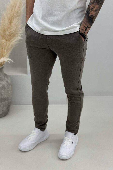 LACING WAIST SIMPLE MEN PANTS OLIVE/ULLI - 3