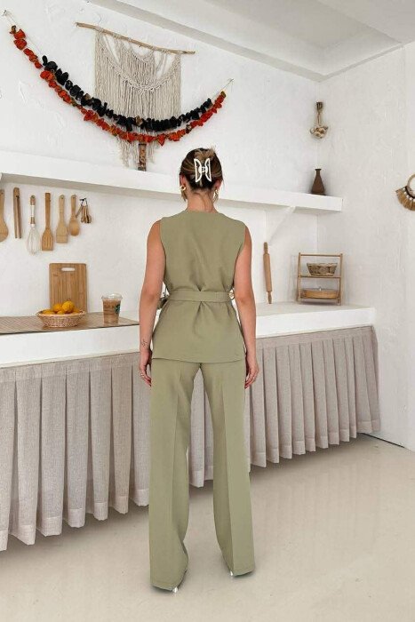 LACING WAIST TANK TOP + TROUSERS WOMAN SET MINT/MENTE - 3