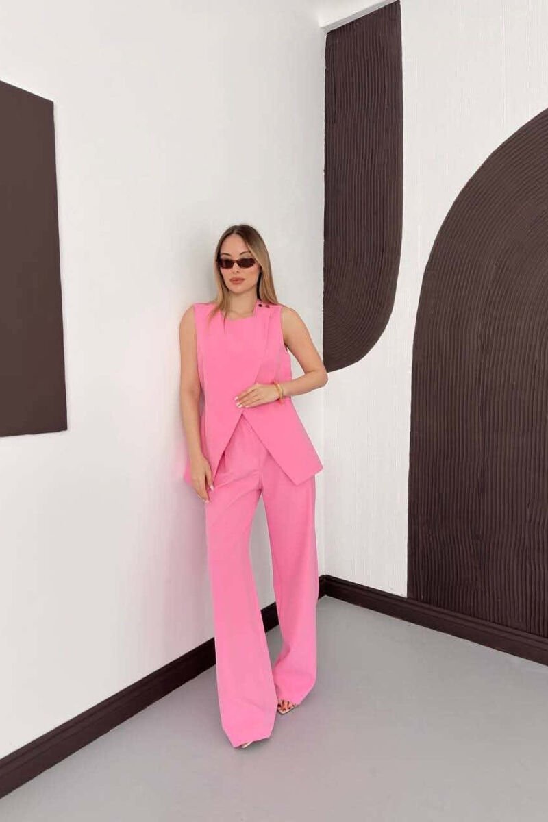 LACING WAIST VEST + TROUSERS WOMAN SET PINK/ROZE - 2