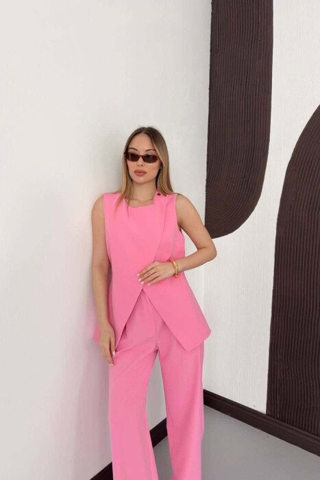 LACING WAIST VEST + TROUSERS WOMAN SET PINK/ROZE - 4