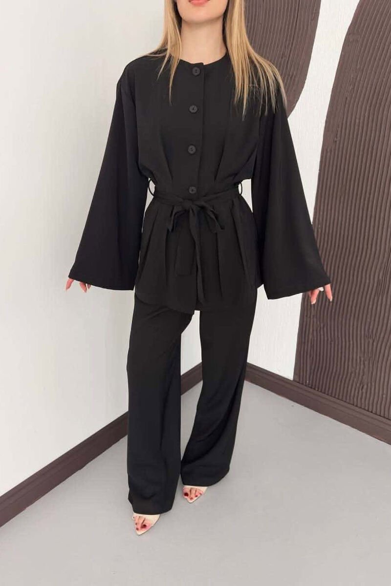 LACING WASIT SHIRT + TROUSERS WOMAN SET BLACK/ E ZEZE - 2