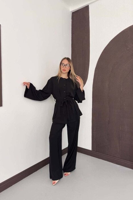 LACING WASIT SHIRT + TROUSERS WOMAN SET BLACK/ E ZEZE - 3