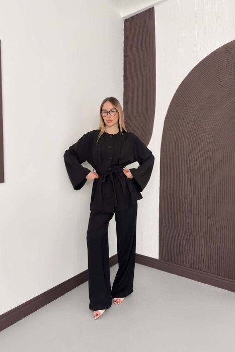 LACING WASIT SHIRT + TROUSERS WOMAN SET BLACK/ E ZEZE - 4