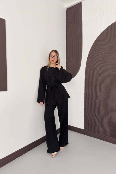 LACING WASIT SHIRT + TROUSERS WOMAN SET BLACK/ E ZEZE - 5