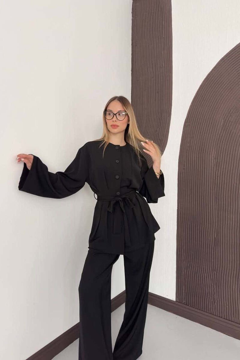 LACING WASIT SHIRT + TROUSERS WOMAN SET BLACK/ E ZEZE - 7