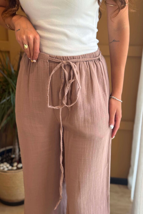 LACING WIDE LEG ONE COLOR WOMEN TROUSERS VINEGAR/UTHULL - 3