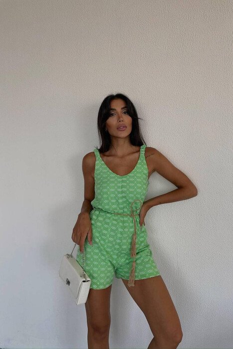 LACING WOMAN JUMPSUIT LIGHT GREEN/JEZB - KLAUDIO FASHION