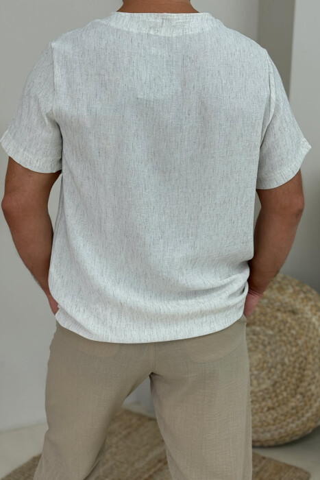 LACINGS DETAIL ONE COLOR MEN T-SHIRT LIGHT BEIGE/BZHZB - 2