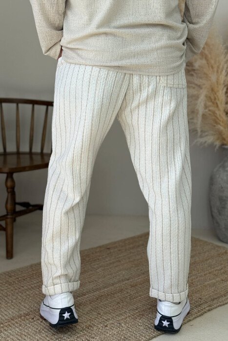 LACINGS DETAIL STRAPS MEN PANTS CREAM/KREM - 3