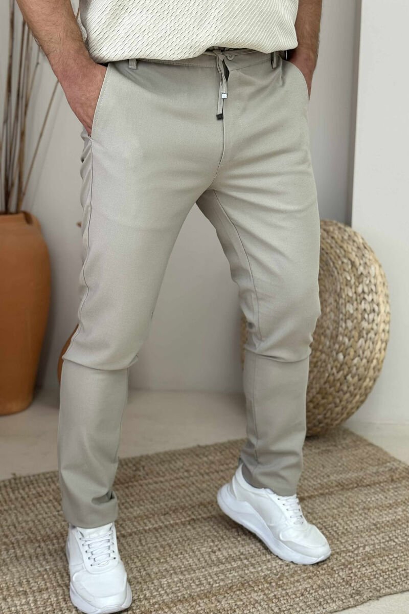 LACINGS DETAIL WIDE LEG MEN PANTS BEIGE/BEZHE - 1