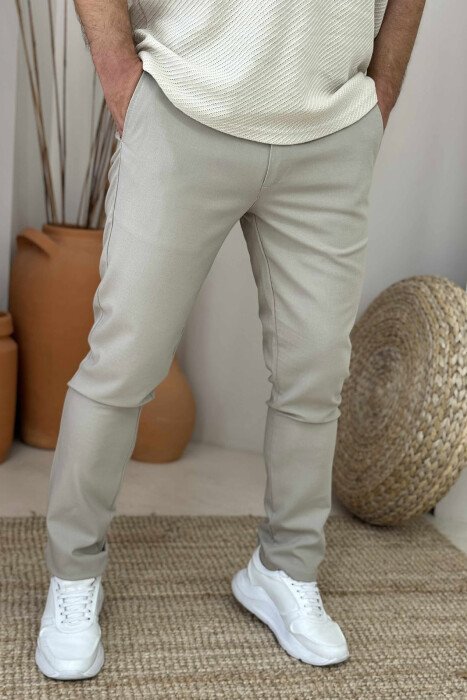 LACINGS DETAIL WIDE LEG MEN PANTS BEIGE/BEZHE - 5
