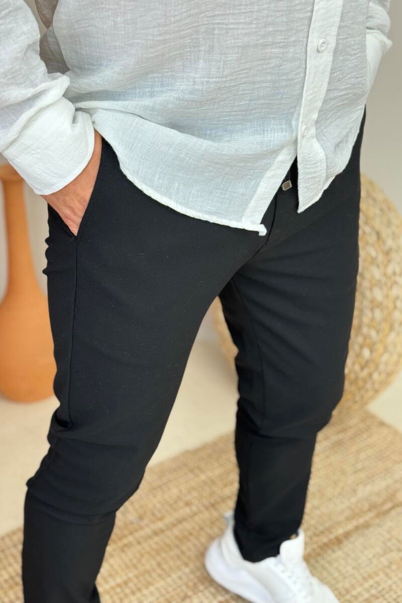 LACINGS DETAIL WIDE LEG MEN PANTS BLACK/ E ZEZE - 3