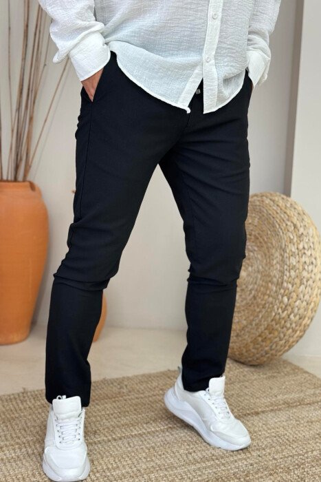 LACINGS DETAIL WIDE LEG MEN PANTS BLACK/ E ZEZE - 4
