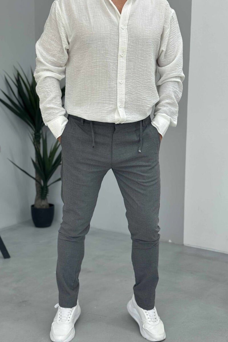 LACINGS DETAIL WIDE LEG MEN PANTS GREY/GRI - 2