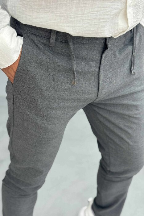 LACINGS DETAIL WIDE LEG MEN PANTS GREY/GRI - 4