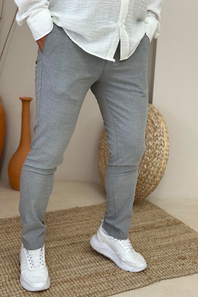 LACINGS DETAIL WIDE LEG MEN PANTS LIGHT GREY/GZ - 3