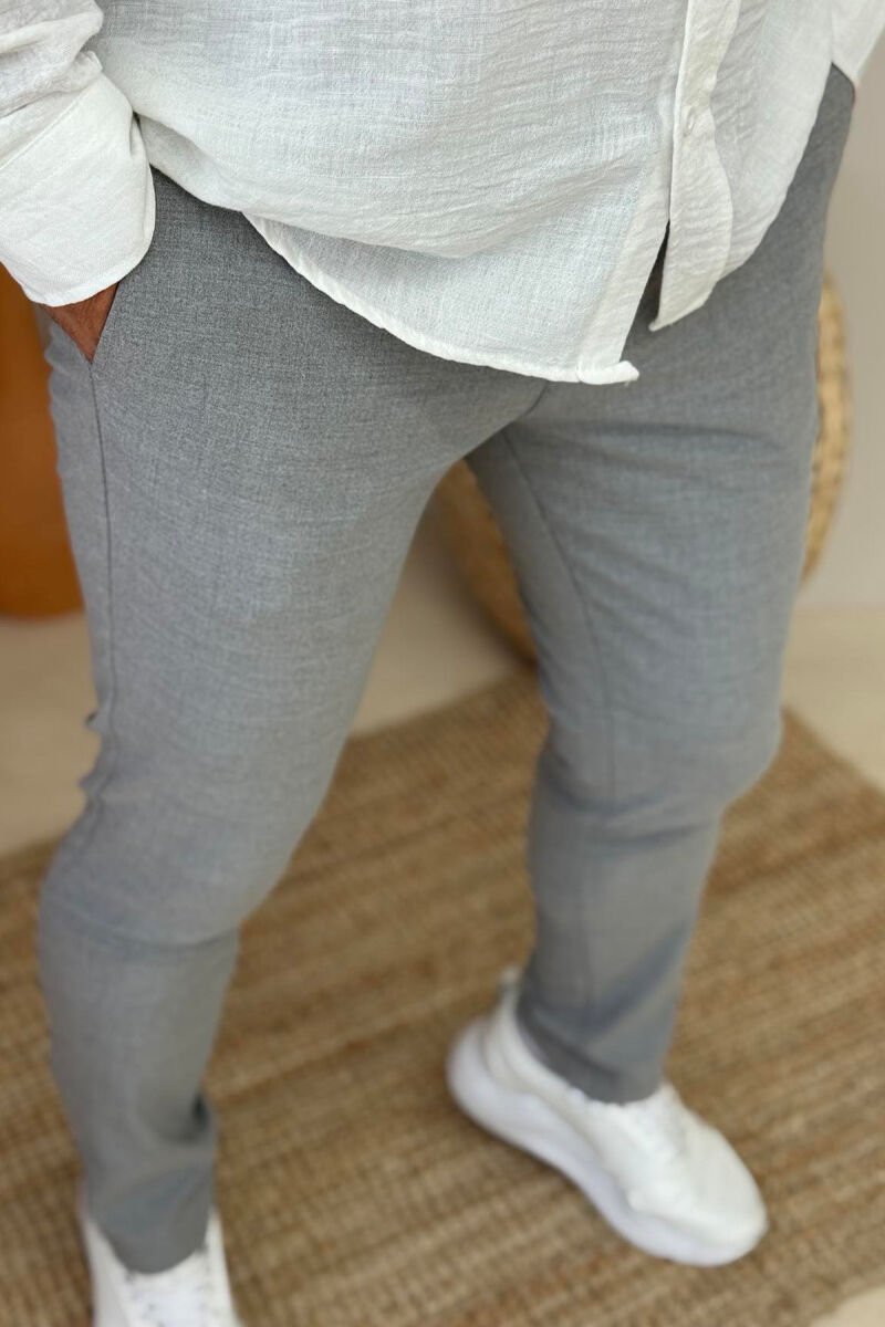 LACINGS DETAIL WIDE LEG MEN PANTS LIGHT GREY/GZ - 4