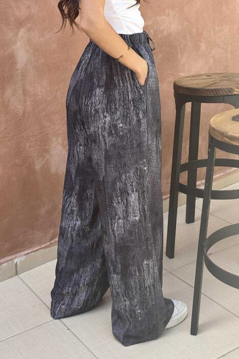 LACINGS ELASTIC WAIST DESIGNED WOMEN TROUSERS DARK GREY/GEE - 5