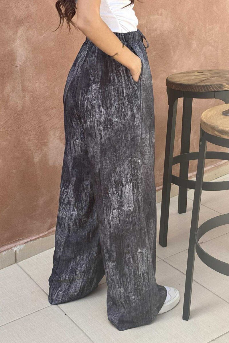 LACINGS ELASTIC WAIST DESIGNED WOMEN TROUSERS DARK GREY/GEE - 5