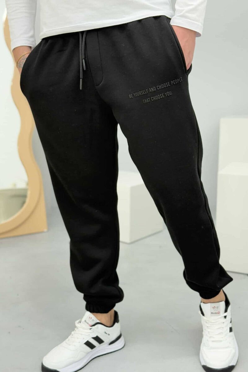 LACINGS FLUFFY MEN SWEATPANTS BLACK/ E ZEZE - 1