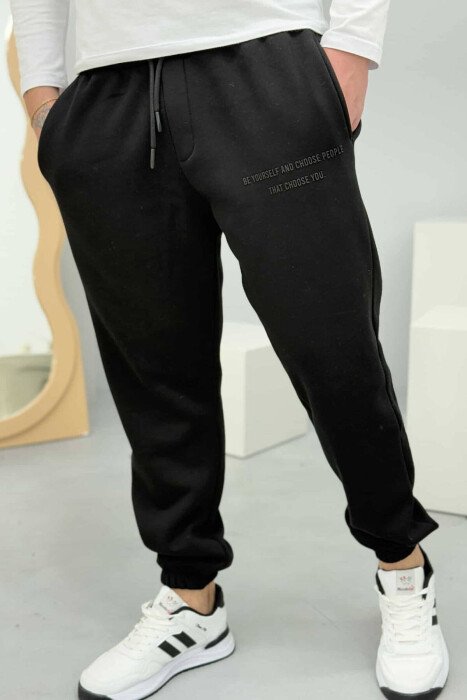 LACINGS FLUFFY MEN SWEATPANTS BLACK/ E ZEZE - KLAUDIO FASHION