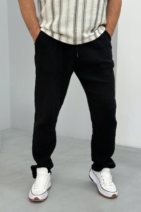 LACINGS ONE COLOR MEN PANTS BLACK/ E ZEZE - 1