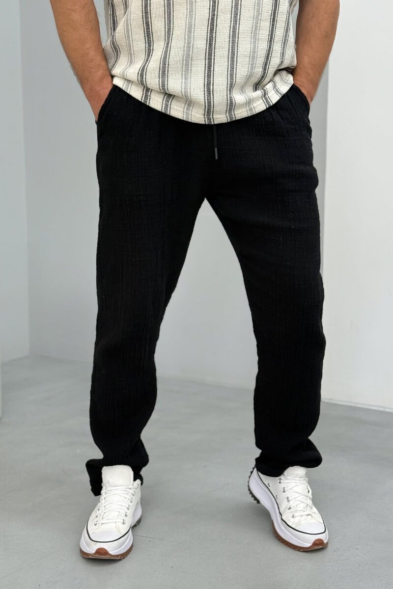 LACINGS ONE COLOR MEN PANTS BLACK/ E ZEZE - 1