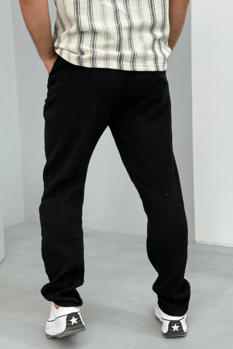 LACINGS ONE COLOR MEN PANTS BLACK/ E ZEZE - 3