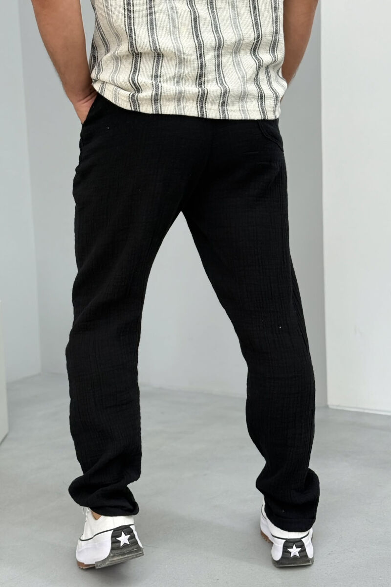 LACINGS ONE COLOR MEN PANTS BLACK/ E ZEZE - 3