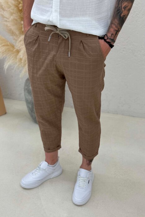 LACINGS ONE COLOR MEN PANTS BROWN/KAFE - 4