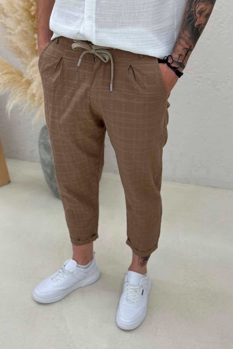 LACINGS ONE COLOR MEN PANTS BROWN/KAFE - 4