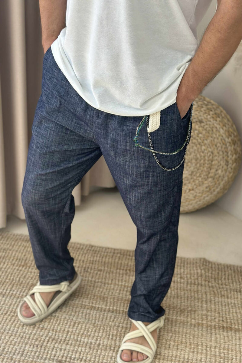 LACINGS ONE COLOR MEN PANTS DARK BLUE/BEE - 2