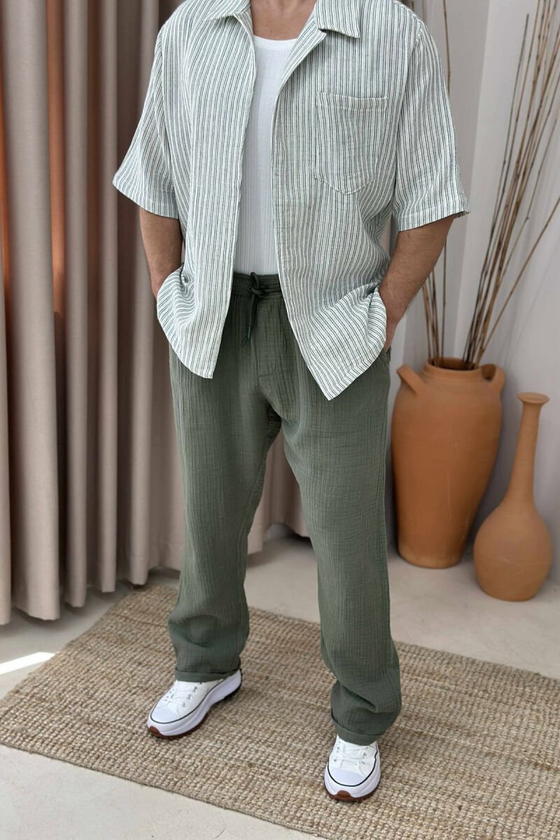 LACINGS ONE COLOR MEN PANTS OLIVE/ULLI - 1