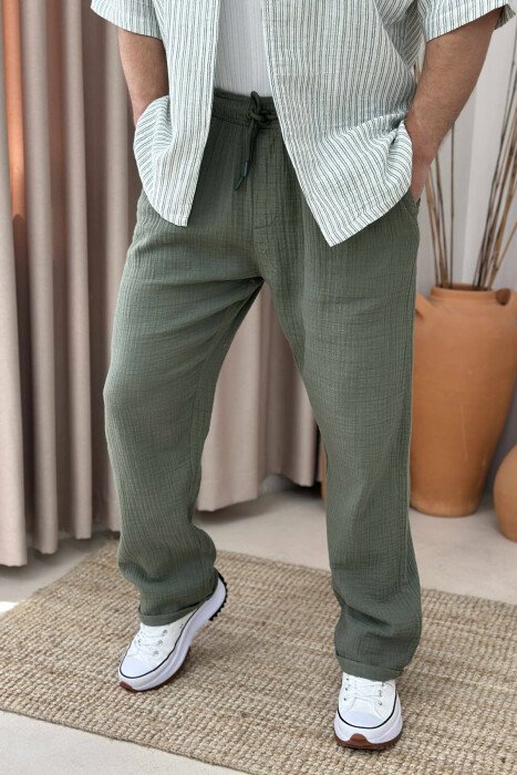 LACINGS ONE COLOR MEN PANTS OLIVE/ULLI - 2