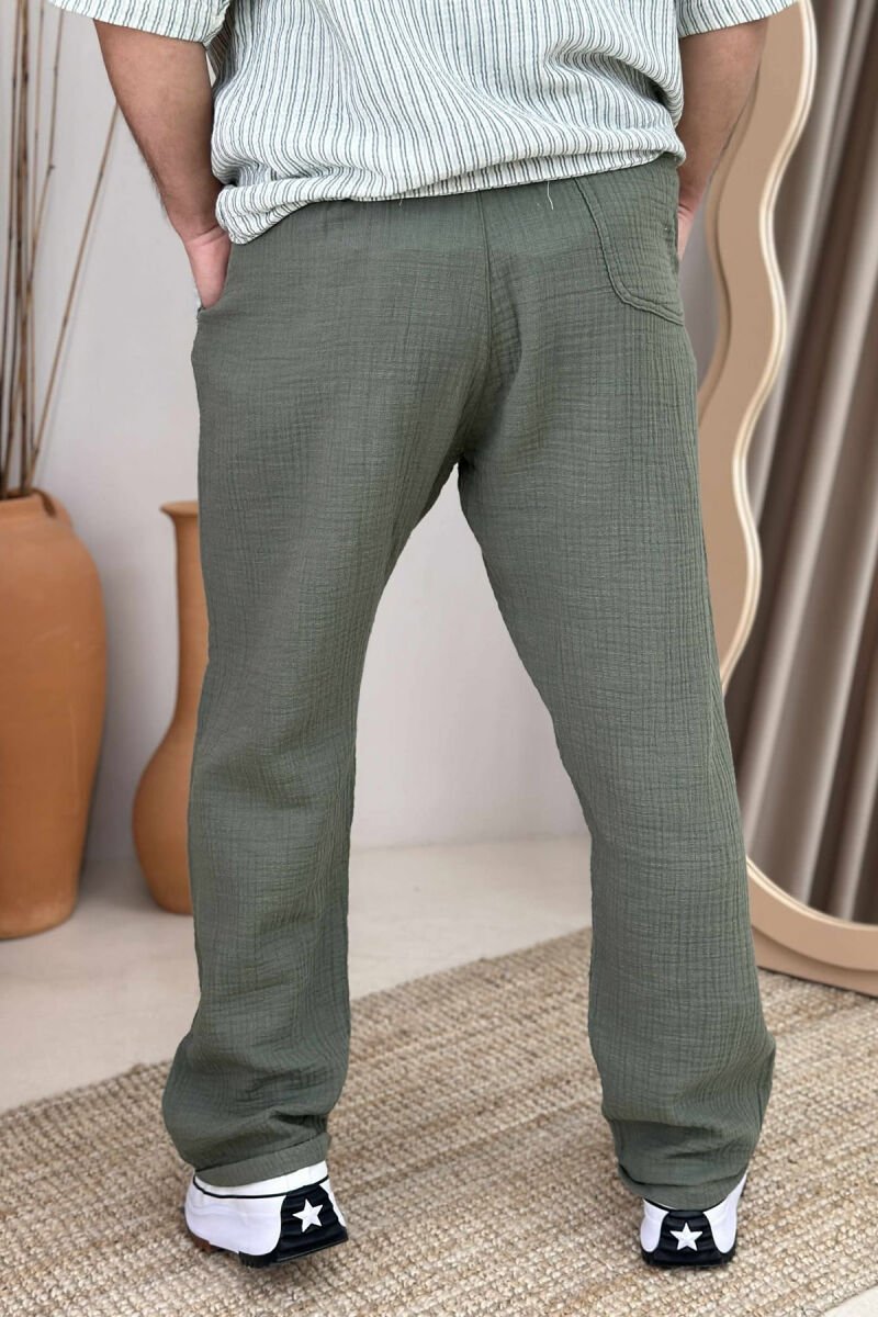LACINGS ONE COLOR MEN PANTS OLIVE/ULLI - 3