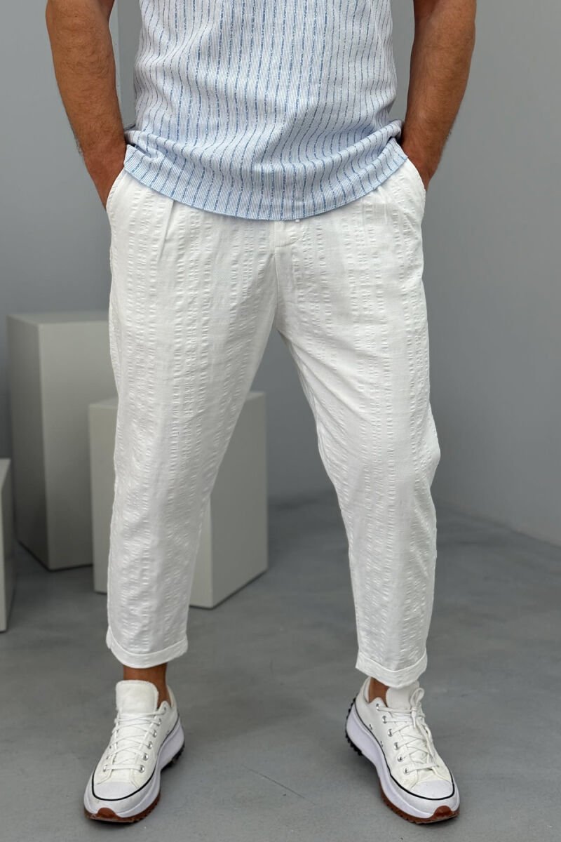 LACINGS ONE COLOR MEN PANTS WHITE-E BARDHE - 1