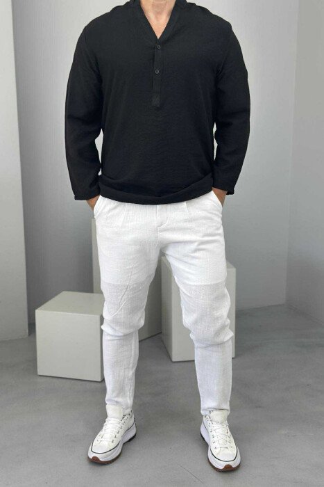LACINGS ONE COLOR SIMPLE MEN PANTS WHITE-E BARDHE - 
