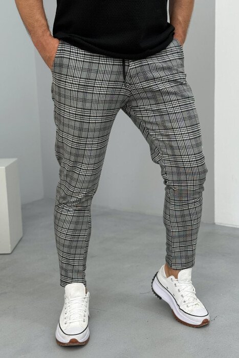 LACINGS PLAID MEN PANTS BLACK-WHITE/ZEBA - 2