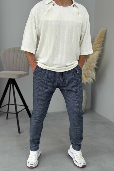 LACINGS SIMPLE MEN PANTS BLUE/BLU - KLAUDIO FASHION
