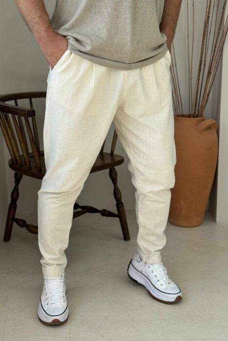 LACINGS SIMPLE MEN PANTS CREAM/KREM - 2