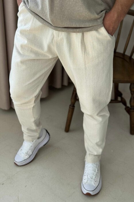 LACINGS SIMPLE MEN PANTS CREAM/KREM - 4