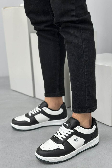LACINGS SIMPLE MEN SNEAKERS WHITE-BLACK/BAZE - 1
