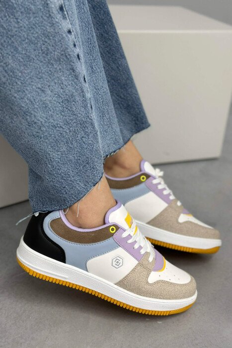 LACINGS SIMPLE WOMEN SNEAKERS BLACK-PURPLE/ZELE - KLAUDIO FASHION