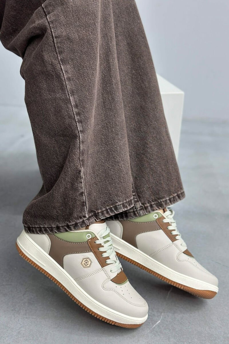 LACINGS SIMPLE WOMEN SNEAKERS GREEN-BROWN/JEKA - 1