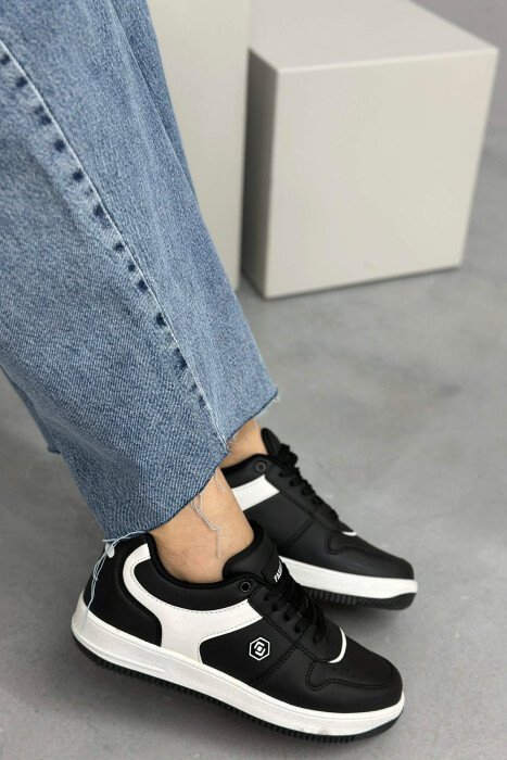 LACINGS SIMPLE WOMEN SNEAKERS WHITE-BLACK/BAZE - 4