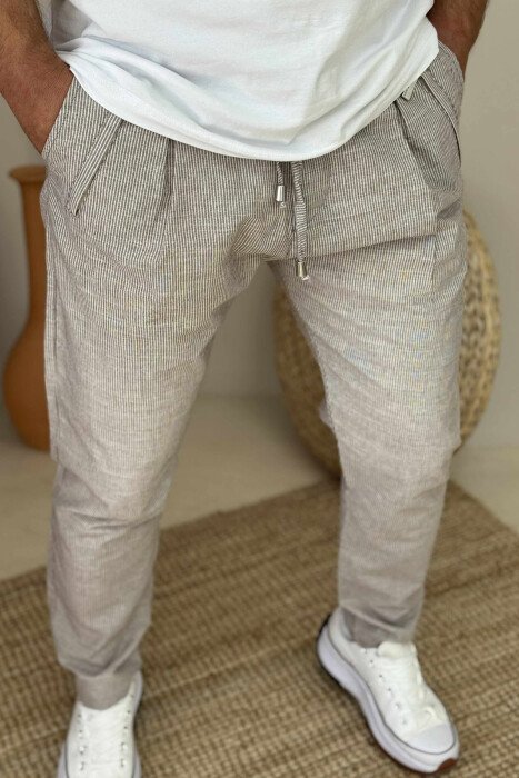LACINGS STRIPED MEN PANTS BEIGE/BEZHE - 4