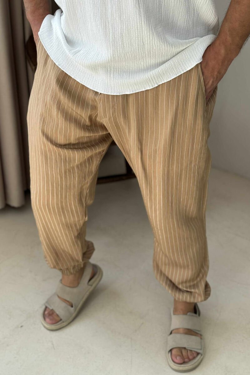 LACINGS STRIPED MEN PANTS BROWN/KAFE - 5