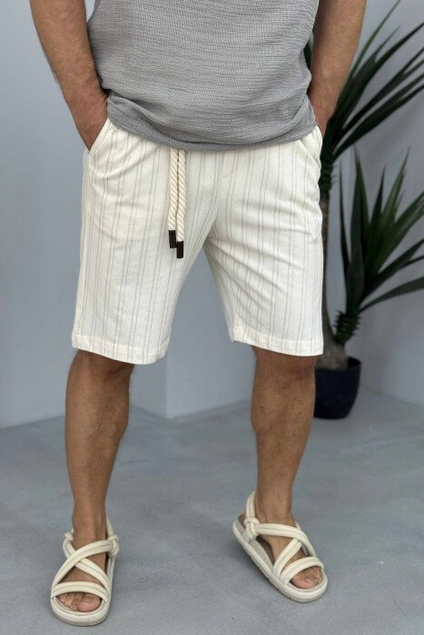 LACINGS STRIPED MEN SHORT PANTS CREAM/KREM - 3