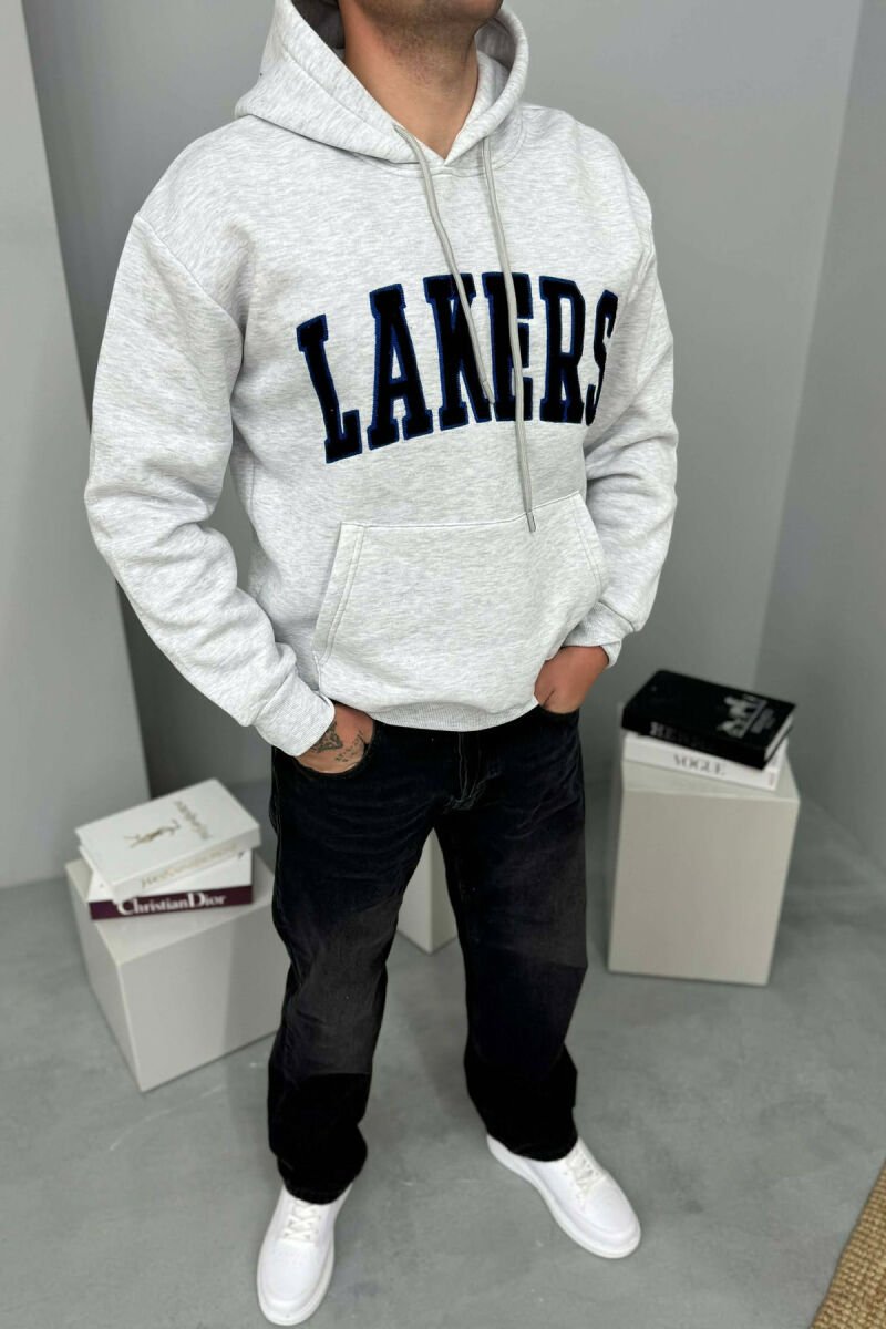 LAKERS WRITTING FLUFFY MEN HOODIE LIGHT GREY/GZ - 2