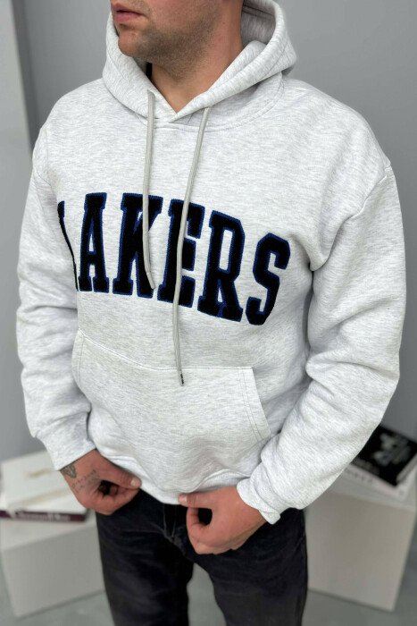 LAKERS WRITTING FLUFFY MEN HOODIE LIGHT GREY/GZ - 3